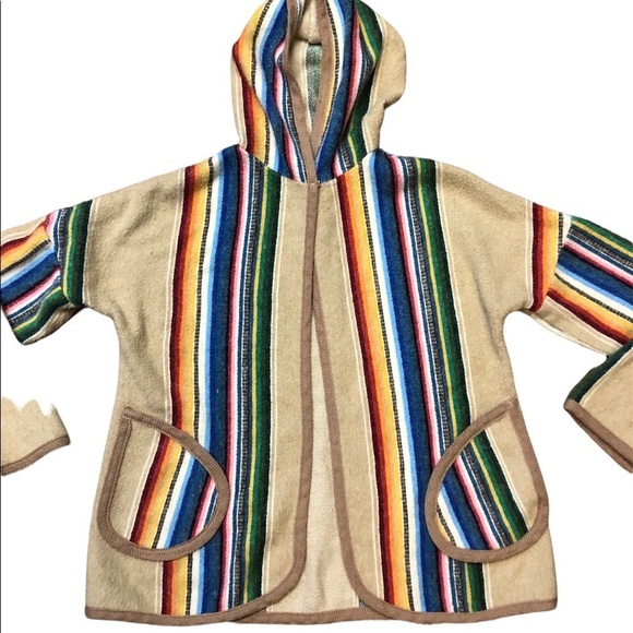 Hooded Poncho Aztec-look Jacket - Picture 9 of 14